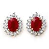 Image 1 : 4.44 CTW Ruby & Diamond Earrings 14K Yellow Gold - REF-71X3T - 13018