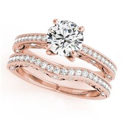 1.27 CTW Certified VS/SI Diamond Solitaire 2Pc Wedding Set Antique 14K Rose Gold - REF-224T2X - 3152