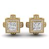 Image 2 : 2.75 CTW Princess VS/SI Diamond Micro Pave Stud Earrings 18K Yellow Gold - REF-684M3F - 37189