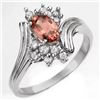 Image 1 : 0.80 CTW Pink Tourmaline & Diamond Ring 18K White Gold - REF-47M3F - 10006