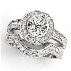 1.54 CTW Certified VS/SI Diamond 2Pc Wedding Set Solitaire Halo 14K White Gold - REF-407N3Y - 31049