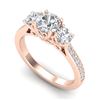 Image 1 : 1.67 CTW VS/SI Diamond Solitaire Art Deco 3 Stone Ring 18K Rose Gold - REF-281W8H - 37029