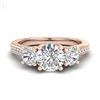 Image 2 : 1.67 CTW VS/SI Diamond Solitaire Art Deco 3 Stone Ring 18K Rose Gold - REF-281W8H - 37029