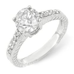 1.05 CTW Certified VS/SI Diamond Solitaire Ring 14K White Gold - REF-180R9K - 14075