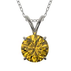 1.05 CTW Certified Intense Yellow SI Diamond Solitaire Necklace 10K White Gold - REF-161H8W - 36771