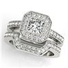 Image 1 : 1.05 CTW Certified VS/SI Cushion Diamond 2Pc Set Solitaire Halo 14K White Gold - REF-176M2F - 31379