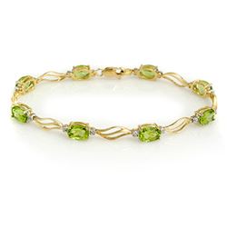 7.02 CTW Peridot & Diamond Bracelet 10K Yellow Gold - REF-41T5X - 10785