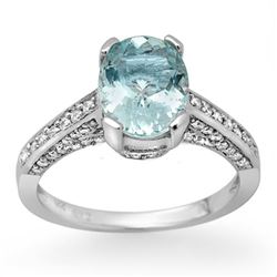 2.30 CTW Aquamarine & Diamond Ring 18K White Gold - REF-82H9W - 11874