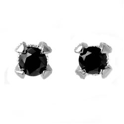 1.0 CTW Vs Certified Black & White Diamond Solitaire Earrings 18K White Gold - REF-50T4X - 11801