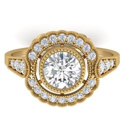 1.55 CTW Certified VS/SI Diamond Solitaire Art Deco Ring 14K Yellow Gold - REF-367M3F - 30539