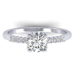 0.93 CTW Certified VS/SI Diamond Solitaire Art Deco Ring 14K White Gold - REF-171N3Y - 30456