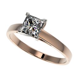 1 CTW Certified VS/SI Quality Princess Diamond Engagement Ring 10K Rose Gold - REF-270T3X - 32995