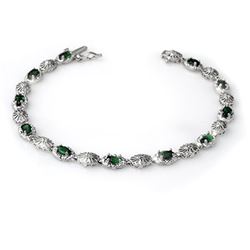 2.62 CTW Emerald & Diamond Bracelet 14K White Gold - REF-60M2F - 14130