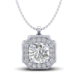 1.54 CTW VS/SI Diamond Solitaire Art Deco Necklace 18K White Gold - REF-418M2F - 37325