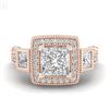 Image 2 : 3 CTW Princess VS/SI Diamond Solitaire Art Deco 3 Stone Ring 18K Rose Gold - REF-563F6M - 37134