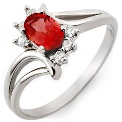 0.70 CTW Pink Tourmaline & Diamond Ring 14K White Gold - REF-28F4M - 10487