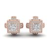 Image 2 : 1.73 CTW Princess VS/SI Diamond Micro Pave Stud Earrings 18K Rose Gold - REF-254X5T - 37185