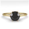 Image 1 : 1.0 CTW Black Diamond Solitaire Engagement Ring 18K Yellow Gold - REF-53X6T - 35902