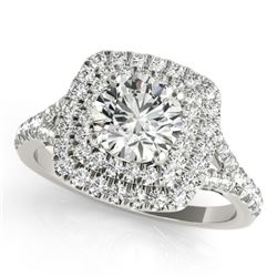 1.45 CTW Certified VS/SI Diamond Solitaire Halo Ring 18K White Gold - REF-226R2K - 26235