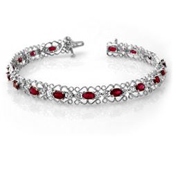 4.22 CTW Ruby & Diamond Bracelet 14K White Gold - REF-86H9W - 13621