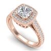 Image 1 : 1.77 CTW Cushion VS/SI Diamond Solitaire Art Deco Ring 18K Rose Gold - REF-445X5T - 37032