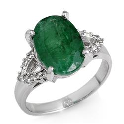 4.44 CTW Emerald & Diamond Ring 10K White Gold - REF-38Y9N - 12695