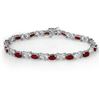 Image 1 : 8.55 CTW Ruby & Diamond Bracelet 14K White Gold - REF-78R2K - 13949