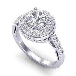1.7 CTW VS/SI Diamond Solitaire Art Deco Ring 18K White Gold - REF-436X4T - 37253