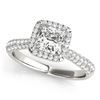 Image 2 : 1.15 CTW Certified VS/SI Princess Diamond Solitaire Halo Ring 18K White Gold - REF-163M6F - 27093