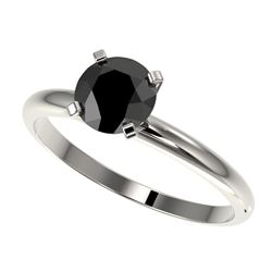 1 CTW Fancy Black VS Diamond Solitaire Engagement Ring 10K White Gold - REF-32F8M - 32887