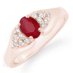 0.83 CTW Ruby & Diamond Ring 14K Rose Gold - REF-38K2R - 12920