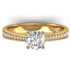 1.01 CTW Certified VS/SI Diamond Solitaire Art Deco Ring 14K Yellow Gold - REF-176X5T - 30383