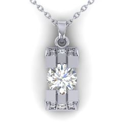 1.15 CTW Certified VS/SI Diamond Art Deco Stud Necklace 14K White Gold - REF-123X3T - 30291