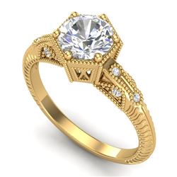 1.17 CTW VS/SI Diamond Solitaire Art Deco Ring 18K Yellow Gold - REF-381M8F - 37216