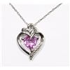 Image 1 : #16-STERLING SILVER CREATED PINK SAPPHIRE HEART