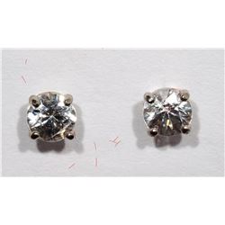 #31-14KT WHITE GOLD WHITE SAPPHIRE STUD EARRINGS