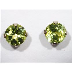 #41-10KT WHITE GOLD PERIDOT (1.20CT) STUD EARRINGS