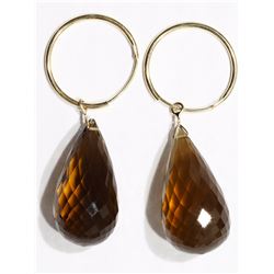 #42-14KT YELLOW GOLD BROWN SMOKY QUARTZ