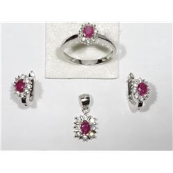 #43-STERLING SILVER RUBIES (1.00CT) & 32 WHITE
