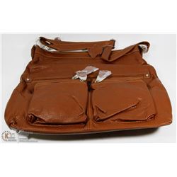 LARGE ORANGE BROWN TOTE PURSE