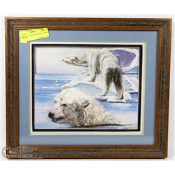 R.MOHR PICTURE POLAR BEARS 1984 SIGNED
