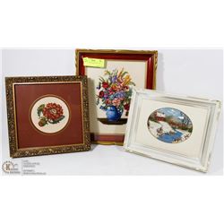 SET OF 3 PETIT POINT WALL ART