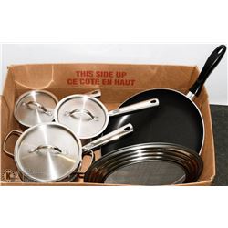 7-PC POT SET W/LIDS & 14" NON-STICK PAN