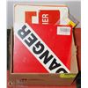 Image 1 : BOX OF ASSORTED WORK SITE WARNING SIGNS, INCLUDES