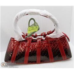 NEW RED SNAKESKIN STYLE METAL RING PURSE