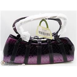 NEW PURPLE SNAKESKIN STYLE METAL RING PURSE