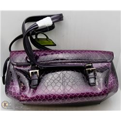 NEW PURPLE SNAKESKIN STYLE HANDBAG WITH