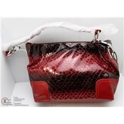 NEW RED SNAKESKIN PURSE WITH REMOVABLE