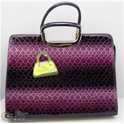NEW PURPLE SNAKESKIN BRIEFCASE STYLE PURSE