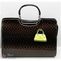 NEW DK BROWN SNAKESKIN BRIEFCASE STYLE PURSE